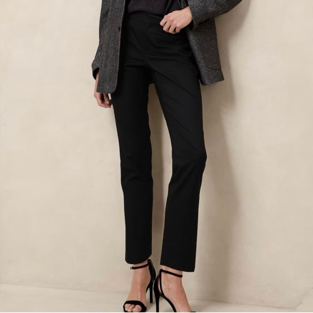 BANANA REPUBLIC Ryan Straight Pants Trouser Slacks Mid Rise Black Size 10 Short